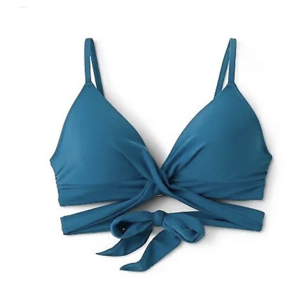 Women's 34C Lightly Lined, Twist Wrap‎ Bralette Bikini Top, Wired Cups